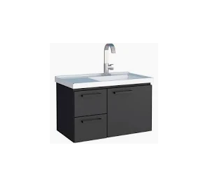 Armário Banheiro Aço Romã 60 cm com espelheira Branco/Preto