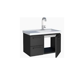Armário Banheiro Aço Romã 60 cm com espelheira Branco/Preto